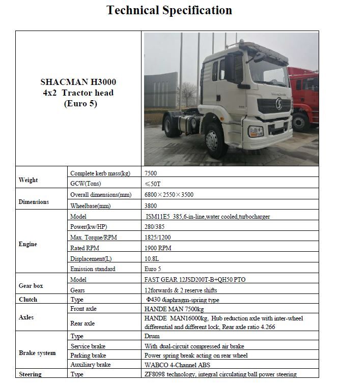 Dammam, Heavy Equipment, SAR 185000,  SHACMAN H3000 MT 4X2 TRACTOR HEAD FOR SALE Brand New