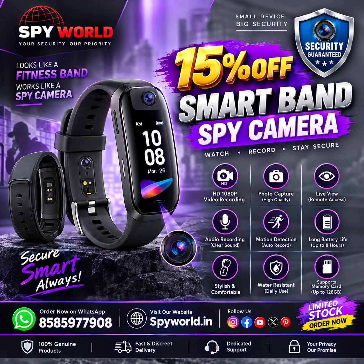 New Delhi, Electronics, INR 4999,  Smart Band Spy Camera Dealer In Saket &ndash; Spy World &ndash; Best Offers 2026