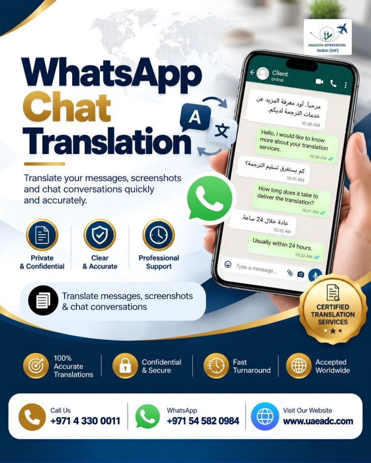 Dubai, Translation, Translate WhatsApp Messages And Screenshots In Dubai