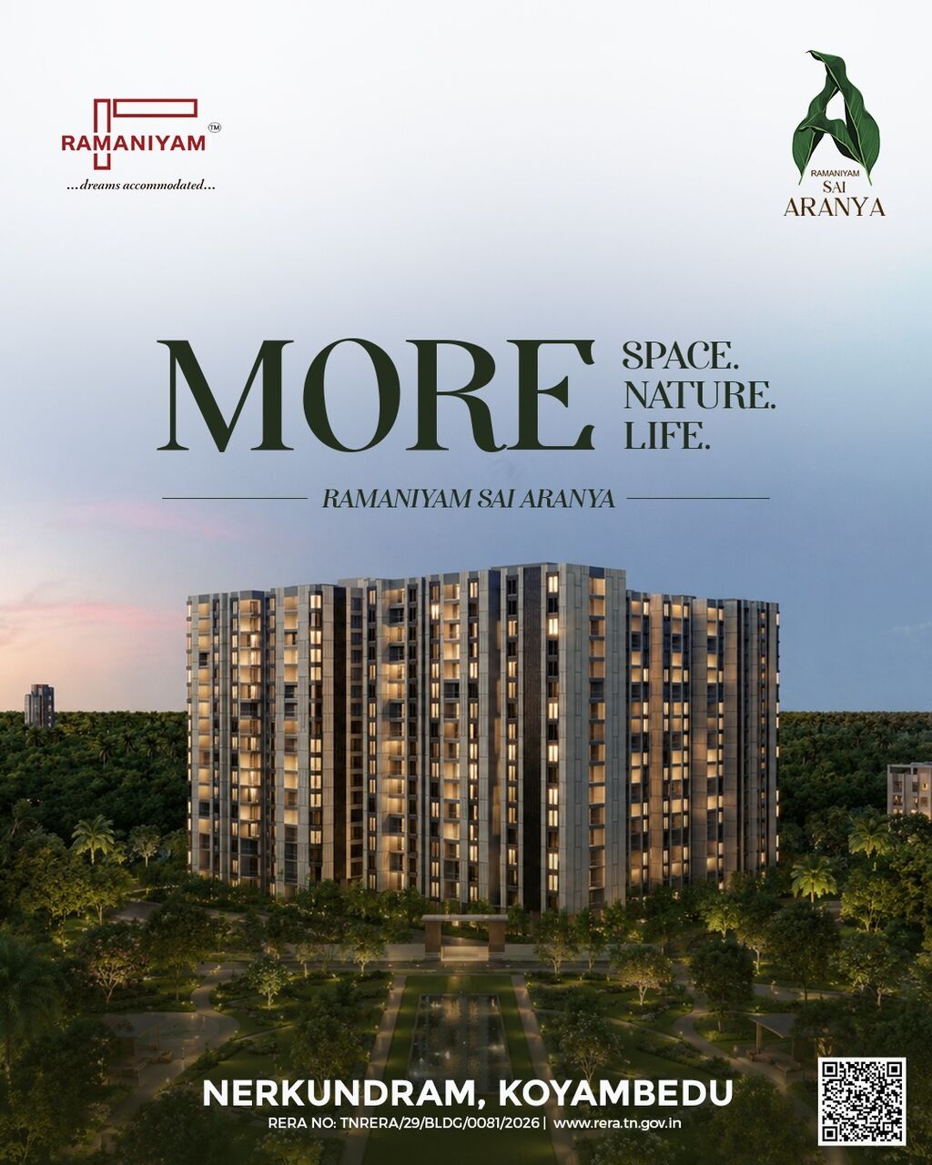 Chennai, Sublets, INR 14000000/month,  4 BR,  8072668 Sq. Feet,  Ramaniyam Sai Aranya &ndash; Apartments In Nerkundram