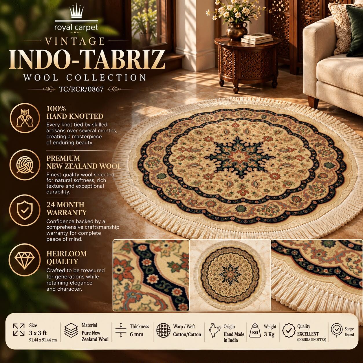 New Delhi, Household Items, Antique Carpet | Vintage Indo Tabriz Wool Collection