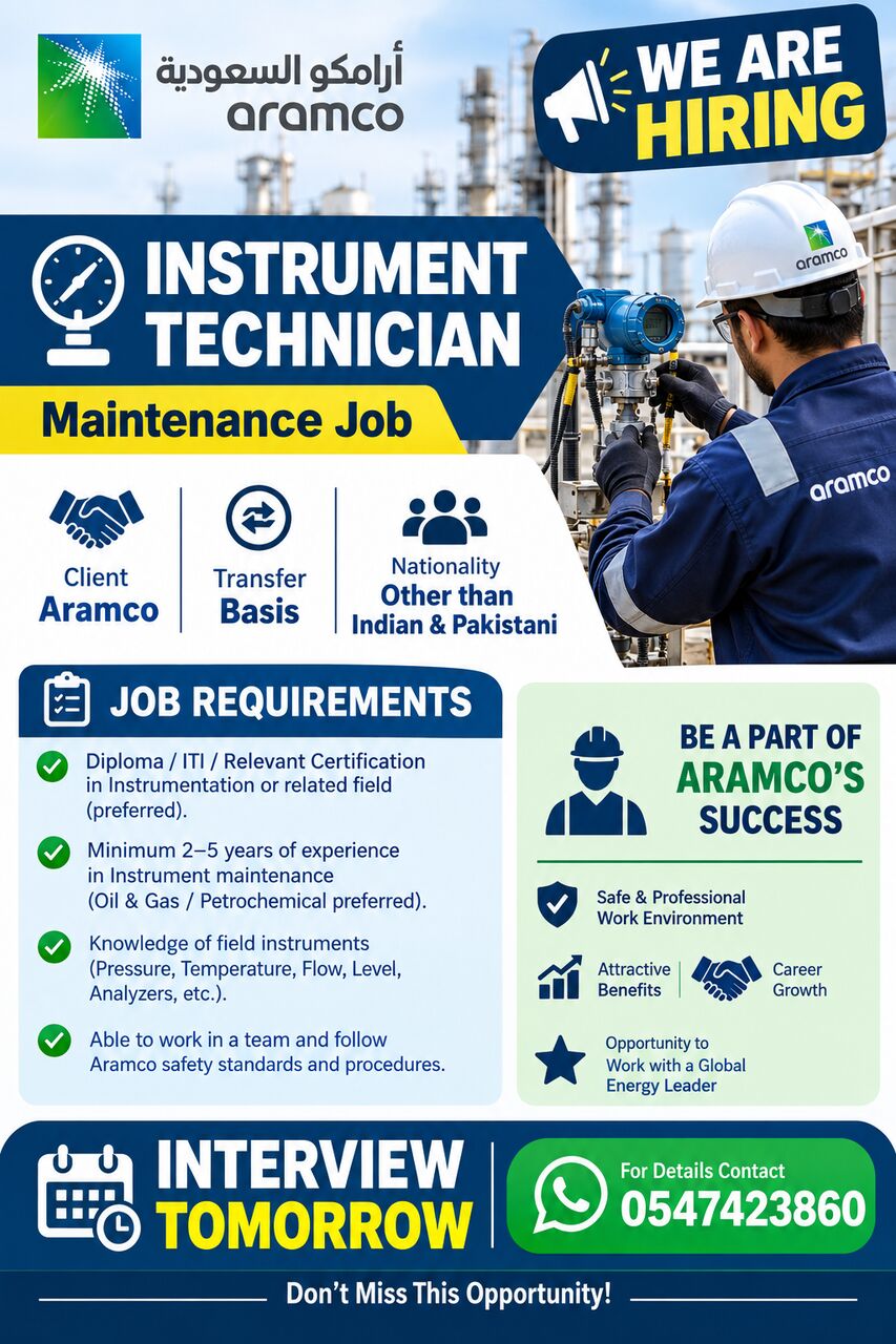 Riyadh, Jobs, Instrument Technician