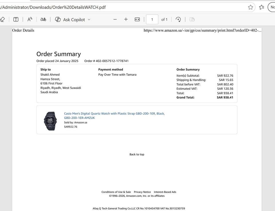 Al Aqeeq, Watches, SAR 500,  Casio GBD-200 G-Shock Quartz Watch