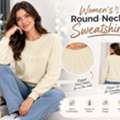 INR 999,  Soft Fleece Women's Round-neck Sweatshirt With Pearls