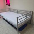 SAR 400,  IKEA Single Bed Frame, Blue-silver-colour, 90x200 Cm With IKEA Matress