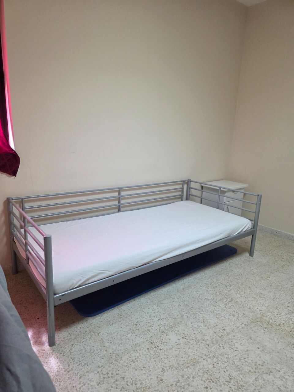 Riyadh, Furniture, SAR 400,  IKEA Single Bed Frame, Blue-silver-colour, 90x200 Cm With IKEA Matress