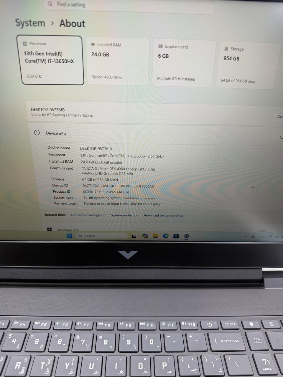 Riyadh, Computers, SAR 3800,  Hp Victus 16 Core I7 13th Gen 24GB 1TB 4050 6GB RTX Like New