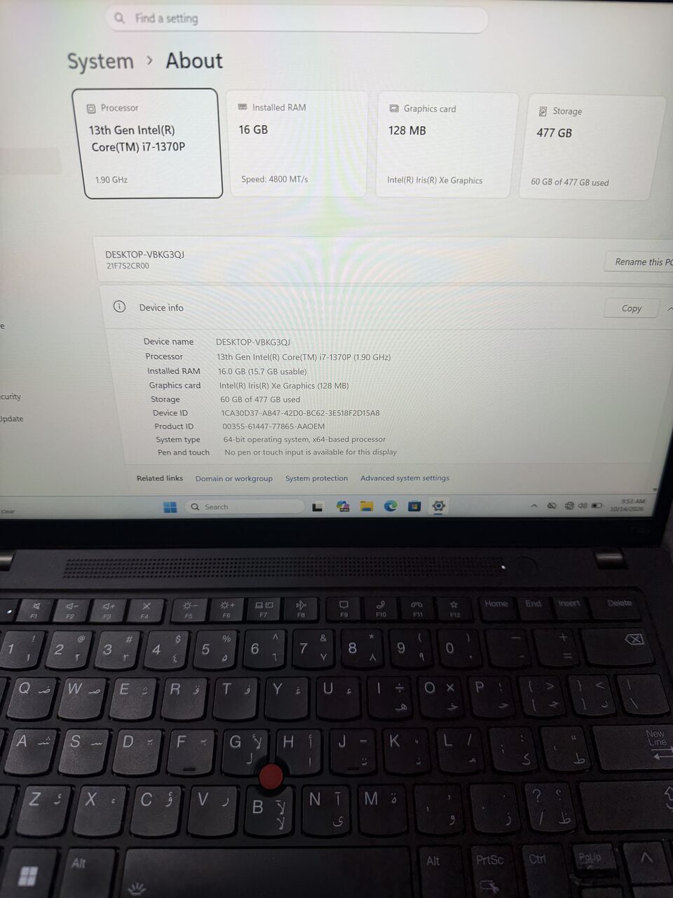 Riyadh, Computers, SAR 3000,  Lenovo Thinkpad T14s Gen 4 Core I7 13th Gen 16GB/512ssd With Warranty