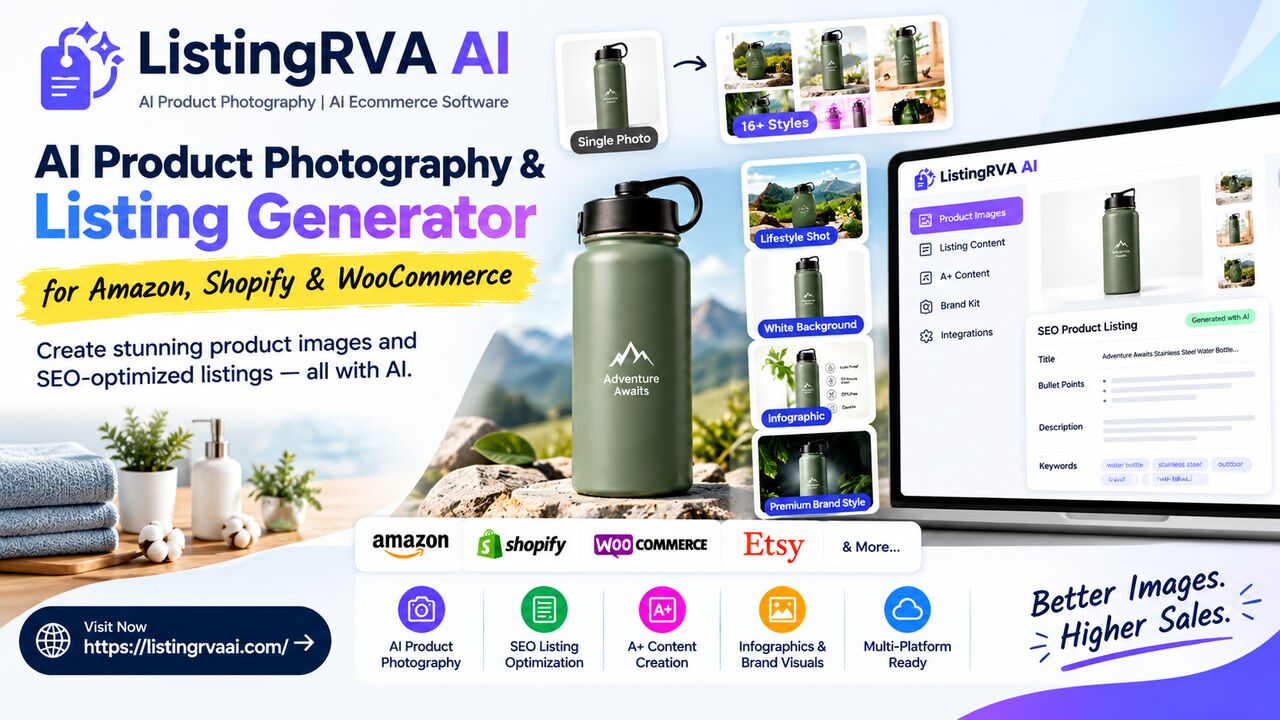 New York, Tools, USD 100,  AI Product Photography & Listing Generator For Amazon, Shopify & WooCommerce | ListingRVA