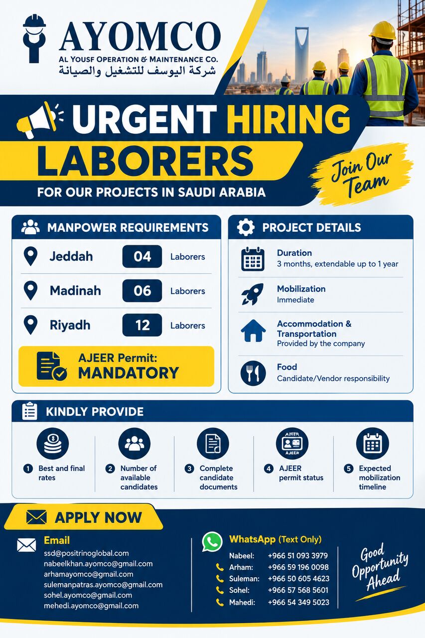 Riyadh, Jobs, Labours