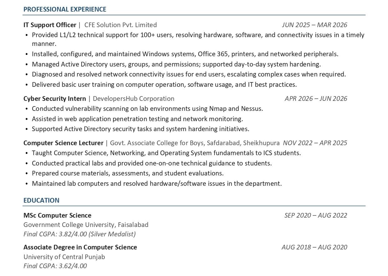 Riyadh, Job Seekers, Experienced IT Support & Cybersecurity Professional Available &ndash; Riyadh