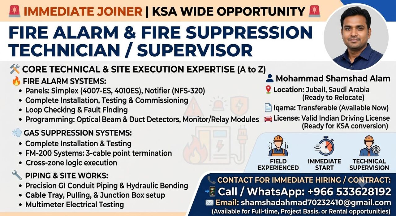 Jubail, Job Seekers, 📋 Post Format (Direct Copy & Paste): 🚨 URGENT JOB REQUIRED – IMMEDIATE JOINER 📍 Locatio