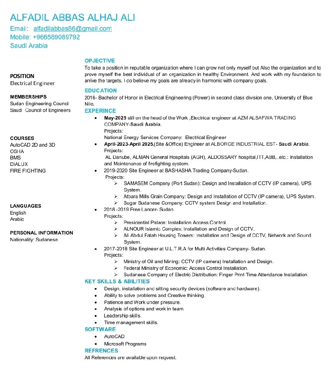 Jeddah, Job Seekers, Electrical Engineer