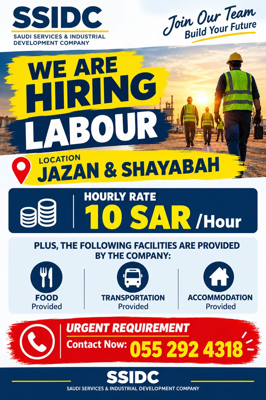 Riyadh, Jobs, 20 Labor Hiring Urgent