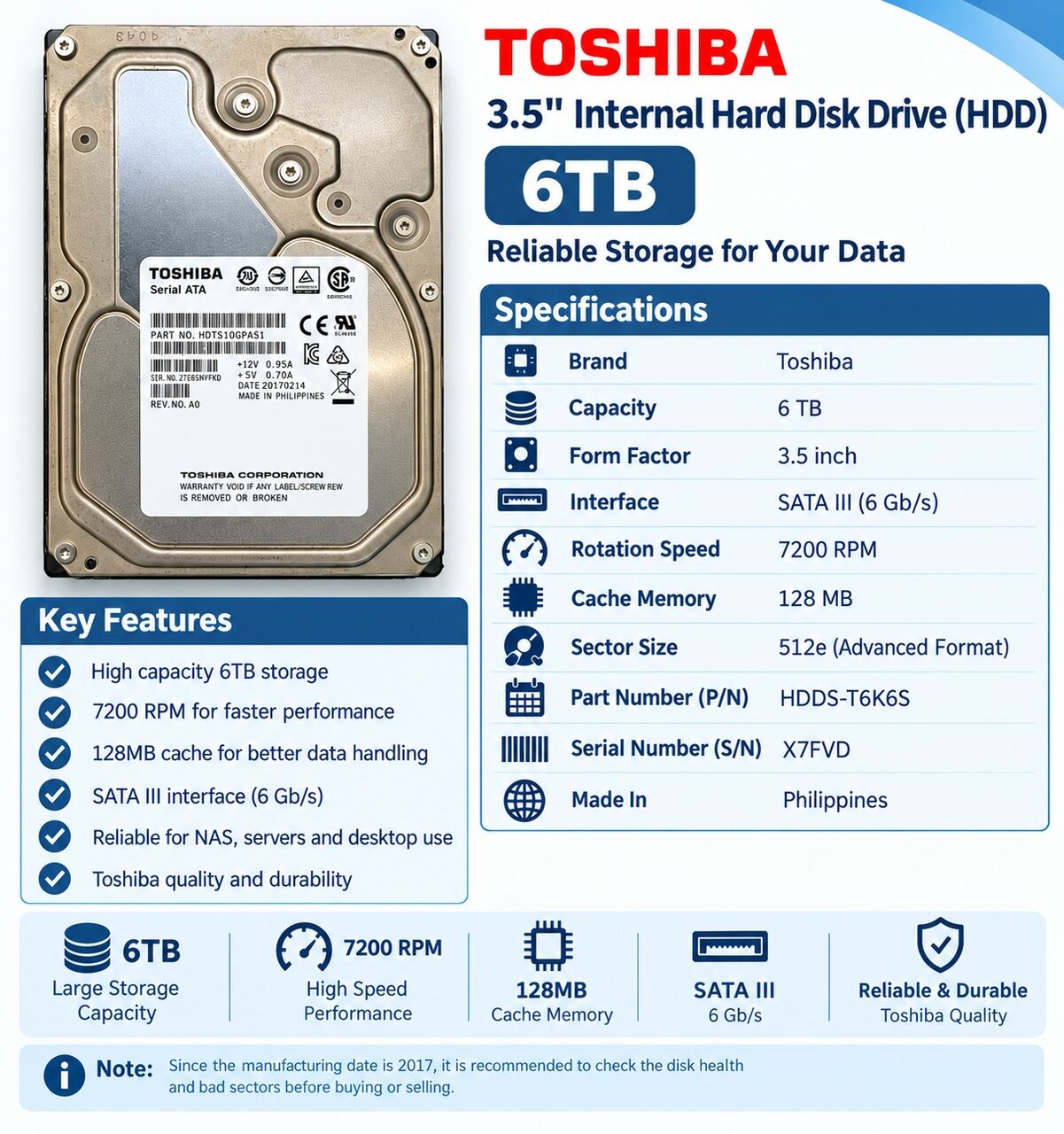 Al Aqeeq, Computers, SAR 899,  6TB HDD SATA 3.5