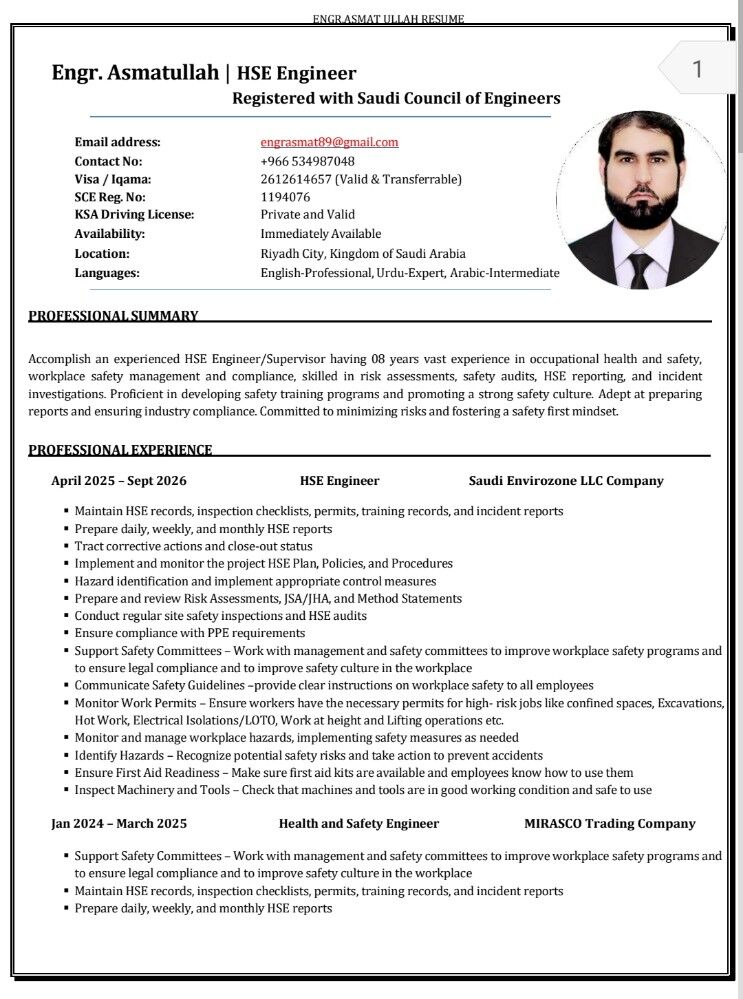 Riyadh, Job Seekers, HSE ENGINEER, HSE SUPERVISOR