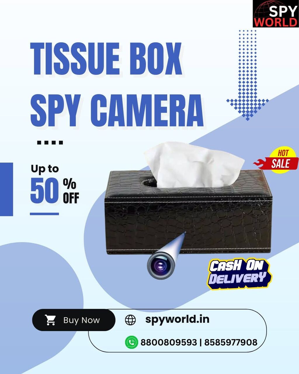 New Delhi, Electronics, INR 4999,  WiFi Spy Camera Tissue Box Spy Camera Dealer In Saket At Spy World