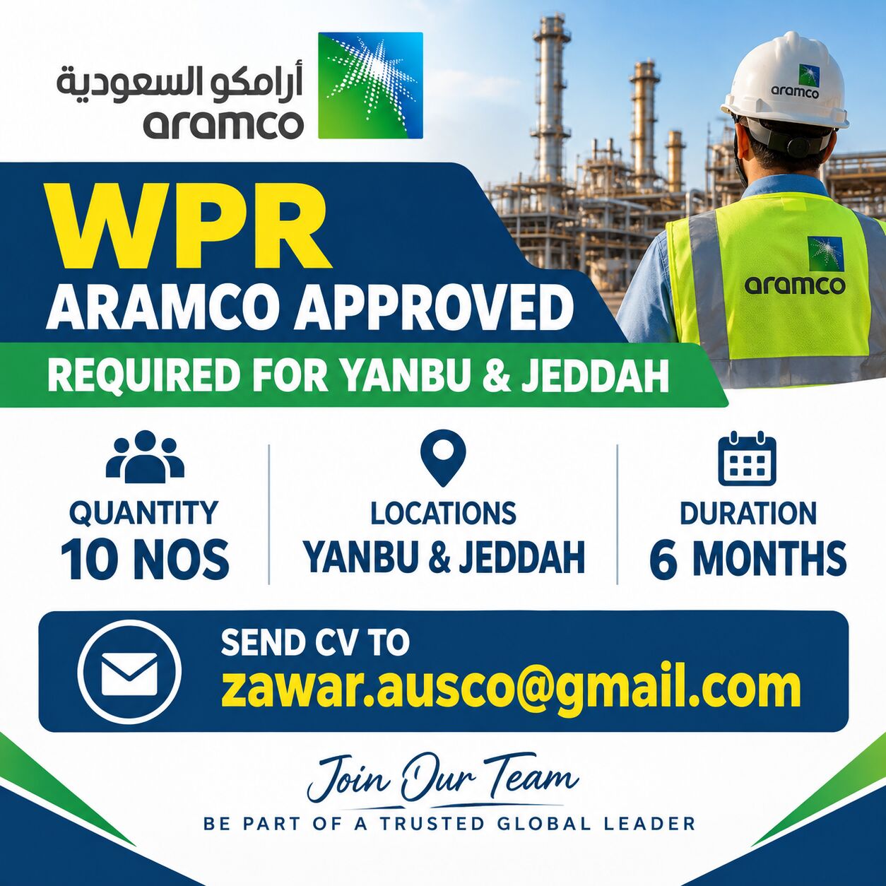 Riyadh, Jobs, WPR (ARAMCO APPROVED)