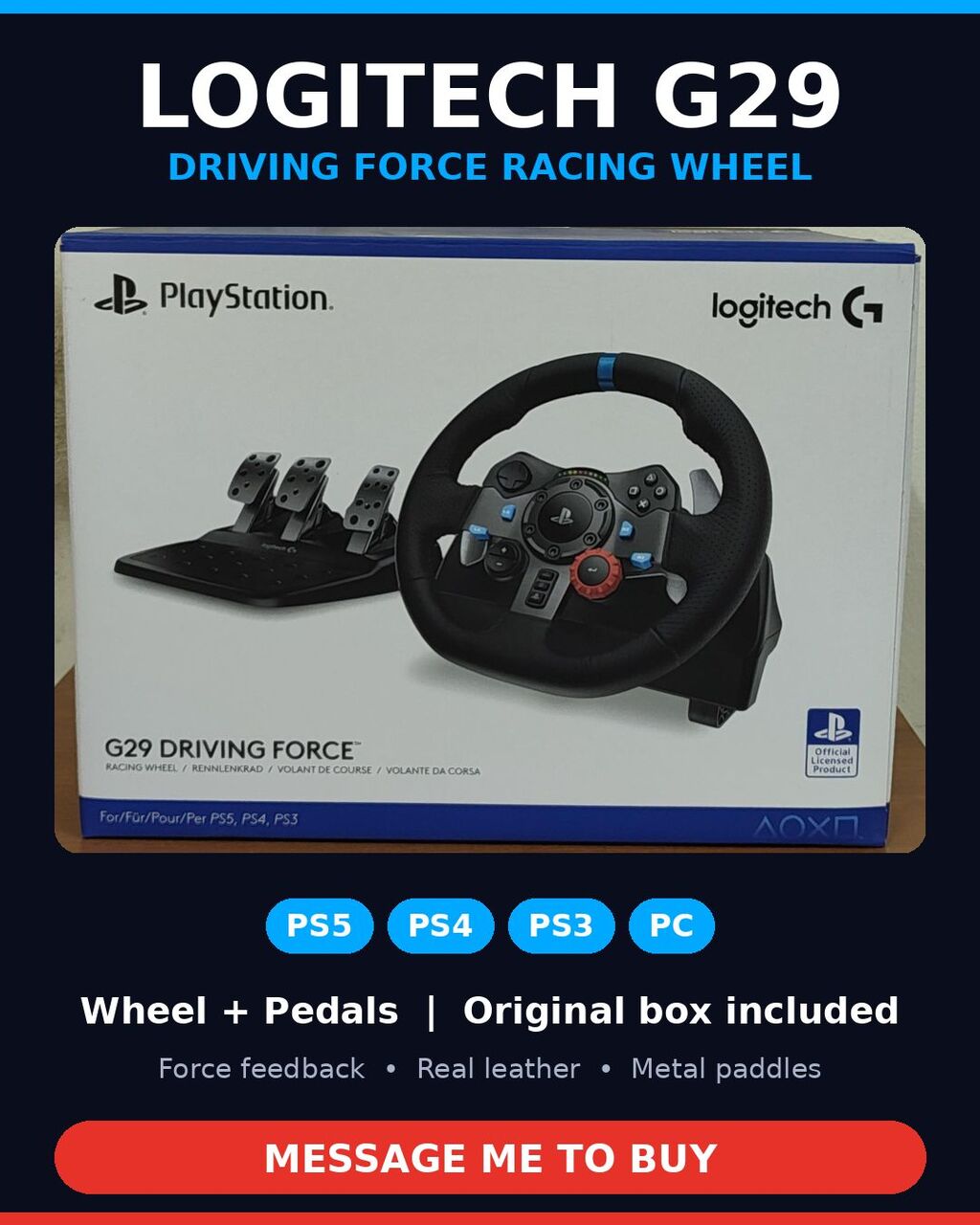 Khobar, Video Games, SAR 750,  Logitech G29 Playstation  Accessory