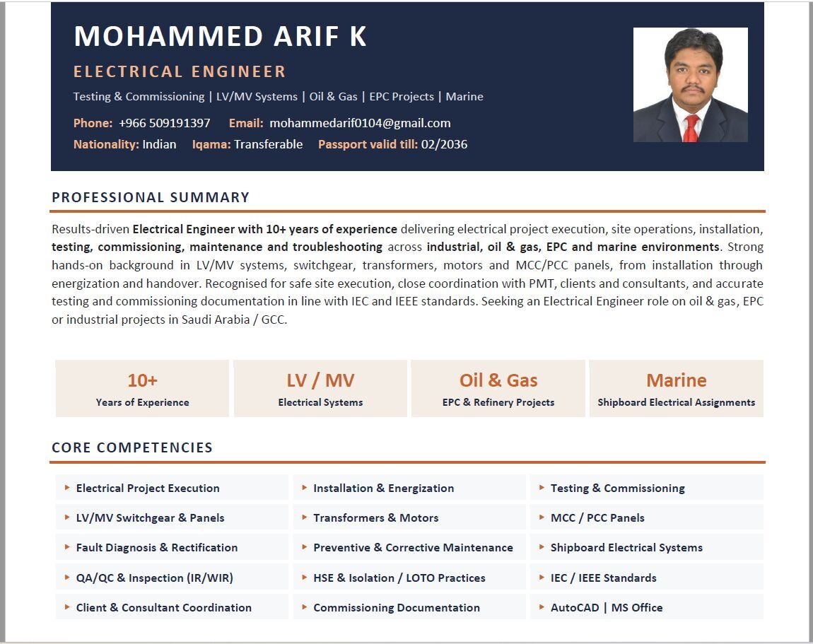 Riyadh, Job Seekers, R Electrical Engineer | 10+ Years | Oil & Gas | EPC | Testing & Commissioning|Transferable