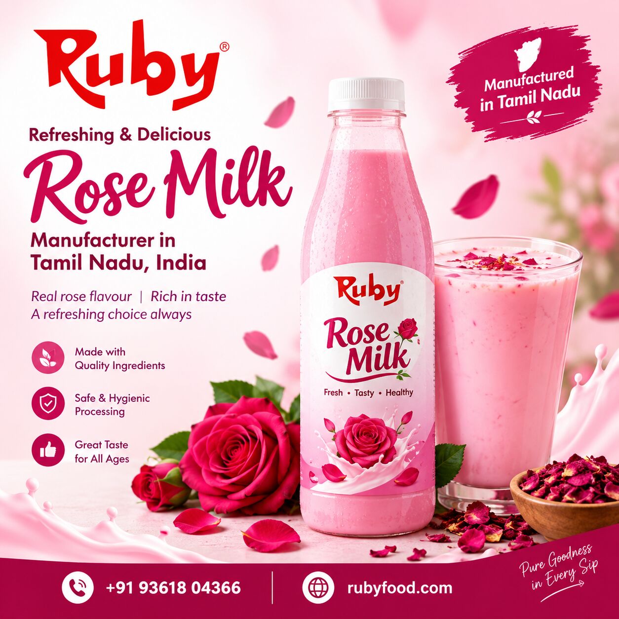 Madurai, Food, Best Rose Milk Manufacturer In Tamil Nadu | Ruby Food