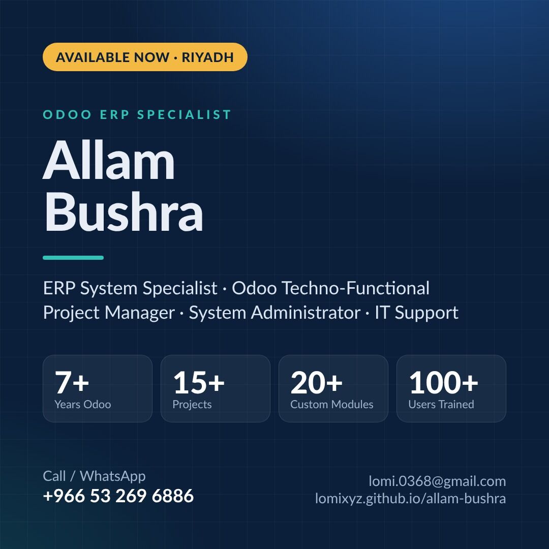 Riyadh, Job Seekers, Odoo ERP Specialist | Techno-Functional | 7+ Yrs | Riyadh