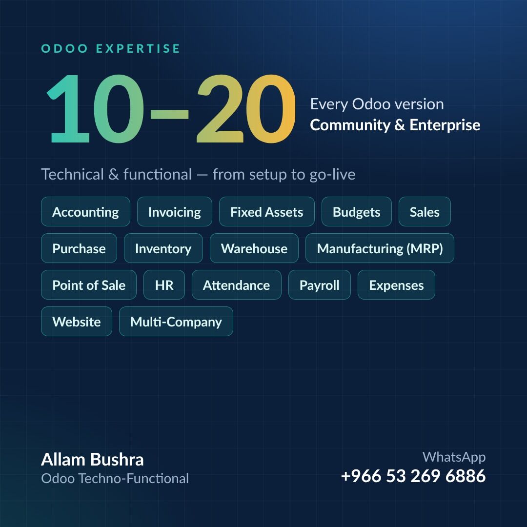 Riyadh, Job Seekers, Odoo ERP Specialist | Techno-Functional | 7+ Yrs | Riyadh