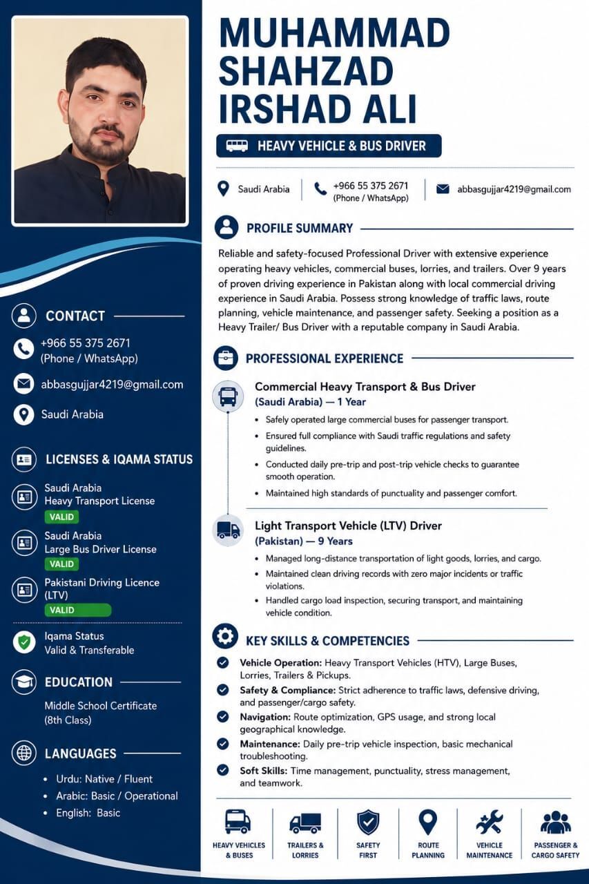 Riyadh, Job Seekers, Bus Driver