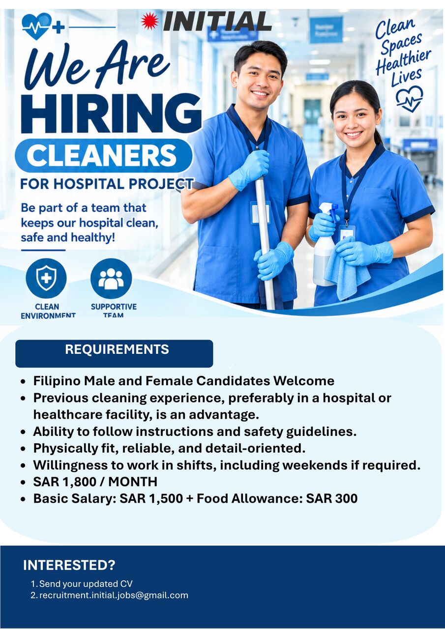 Riyadh, Jobs, Hospital Cleaner