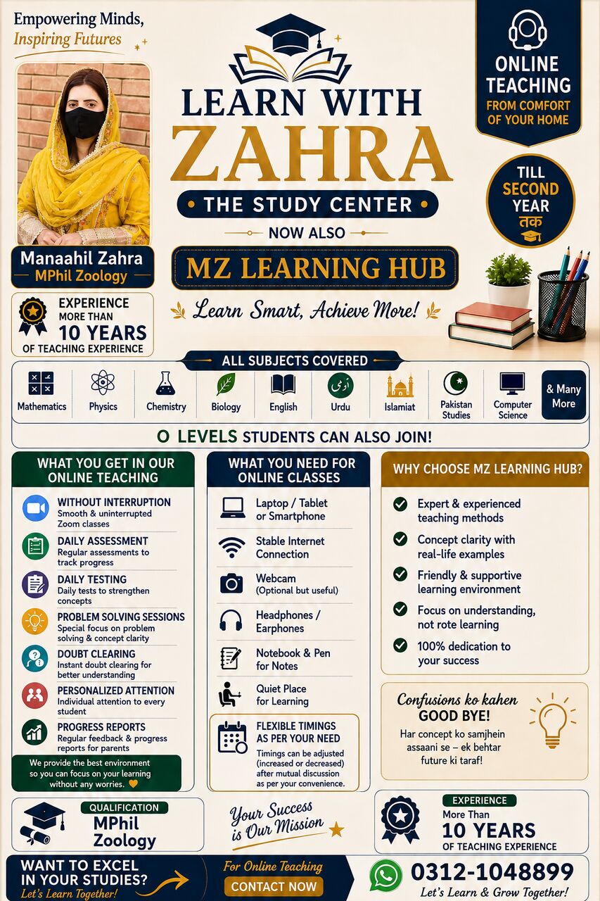 Riyadh, Language Exchange, Experienced Online Female Tutor (MPhil / Ex-Principal, 10+ Yrs Exp) For Biology, Science,