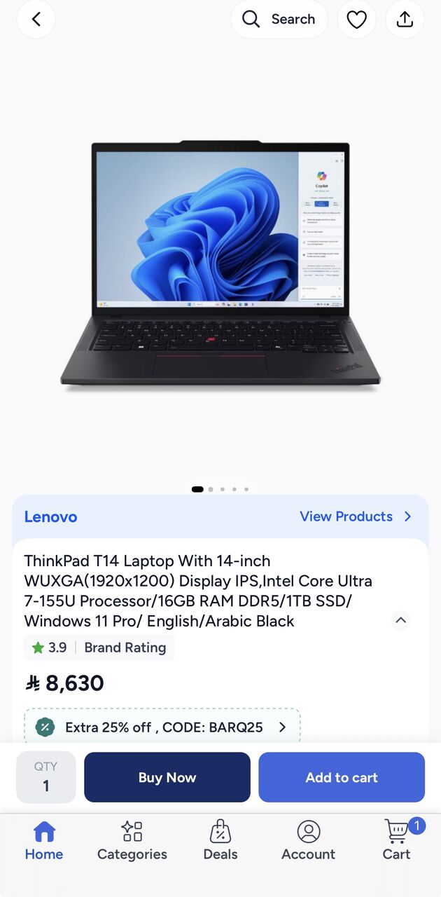 Riyadh, Computers, SAR 5200,  Lenovo Thinkpad T14 Gen 6 Ultra 7 265U 32GB 1TB New