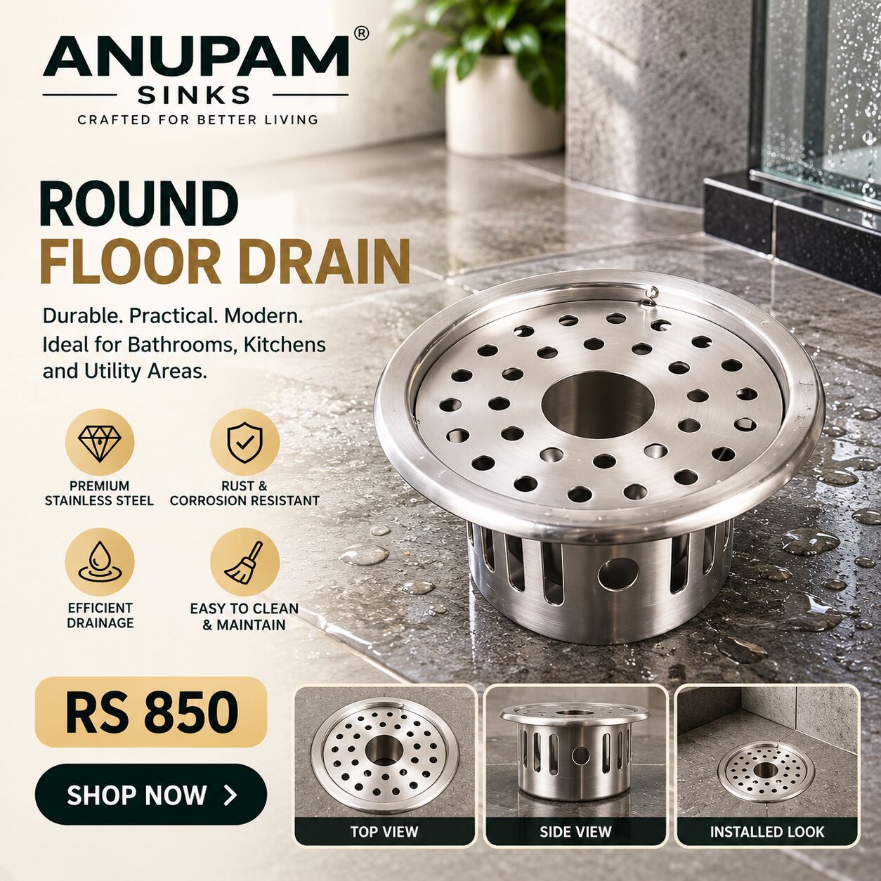 New Delhi, Household Items, INR 40990,  Stainless Steel Round Floor Drains