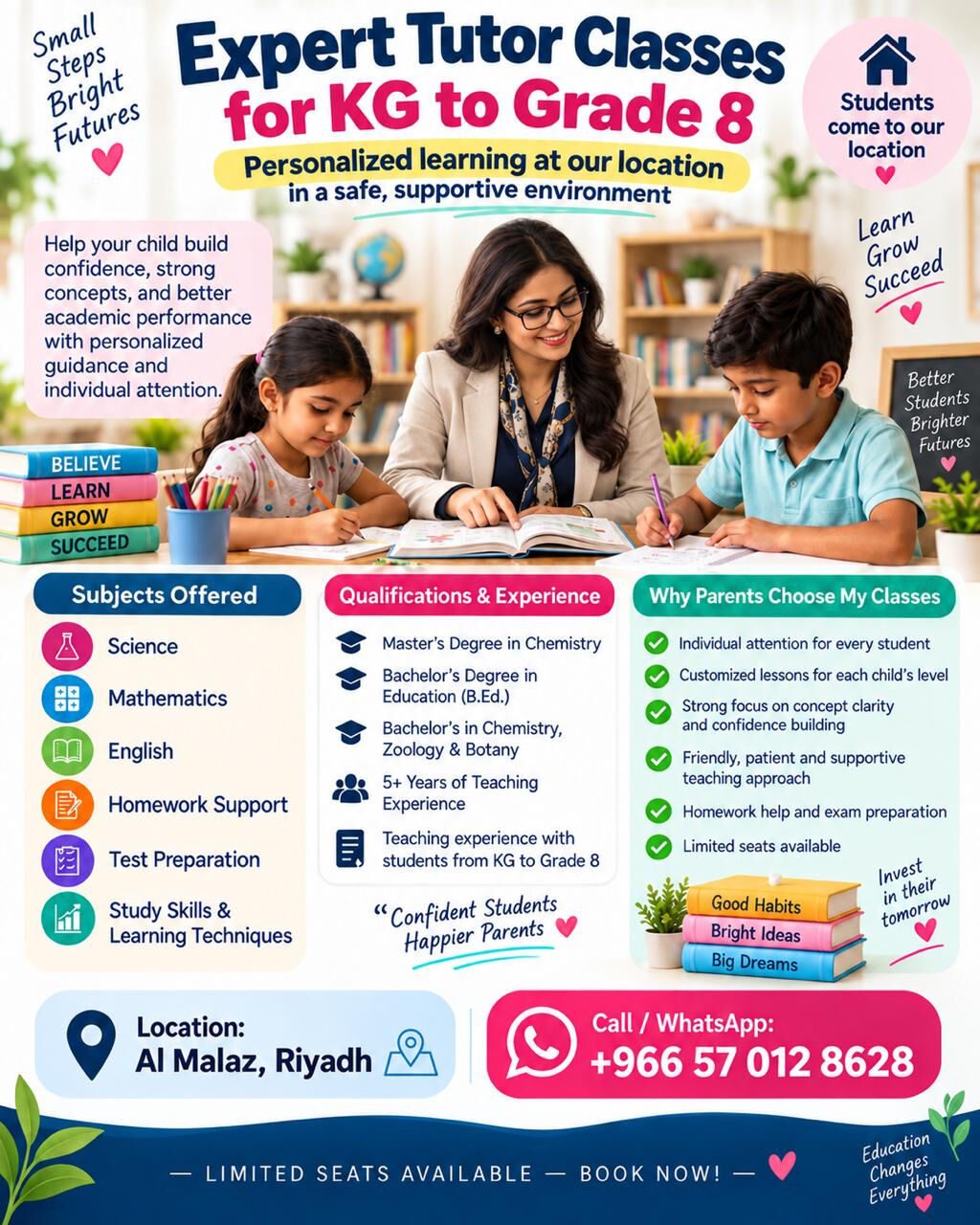 Al Malaz, Lessons Offered, Female Highly Qualified Tutor