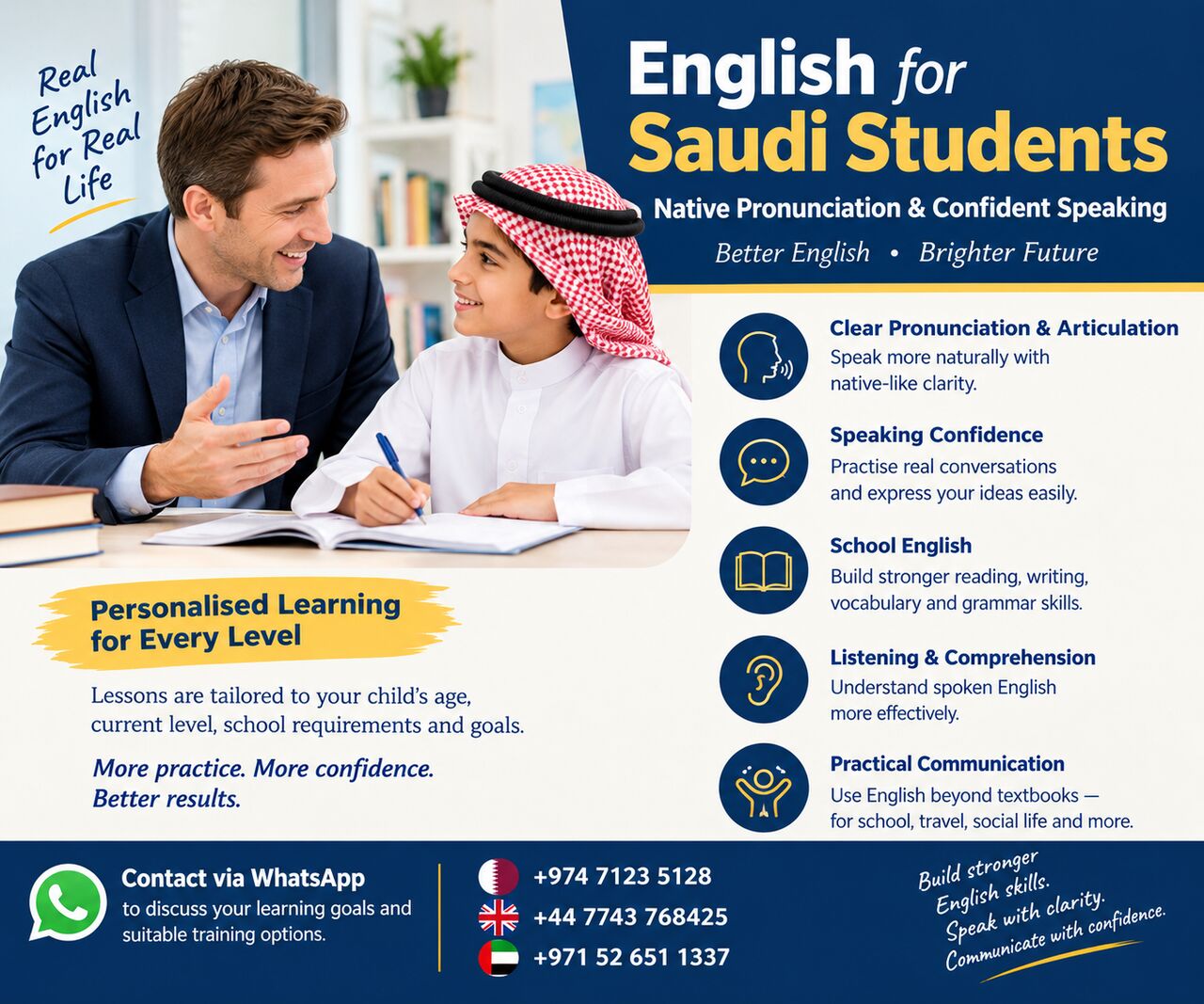 Riyadh, Lessons Offered, English For Saudi Students &ndash; Native Pronunciation & Confident Speaking