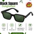INR 69,  Stylish Black Square Sunglasses With Green Lens At Just ₹69