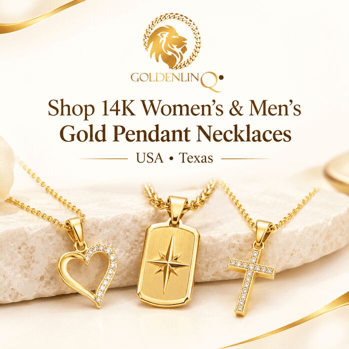 New York, Jewelry, USD 2944,  Shop 14K Women & Mens Gold Pendants Necklace In USA, Texas Goldenlinq