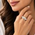 USD 1080,  Platinum Akoya Baby Pearl Ring With Diamond Accents
