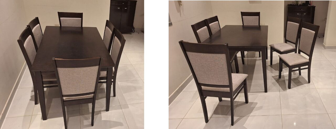 Al Jubail Al Balad, Furniture, SAR 300,  HomeBox 6-seater Dining Table With Chairs For Sale