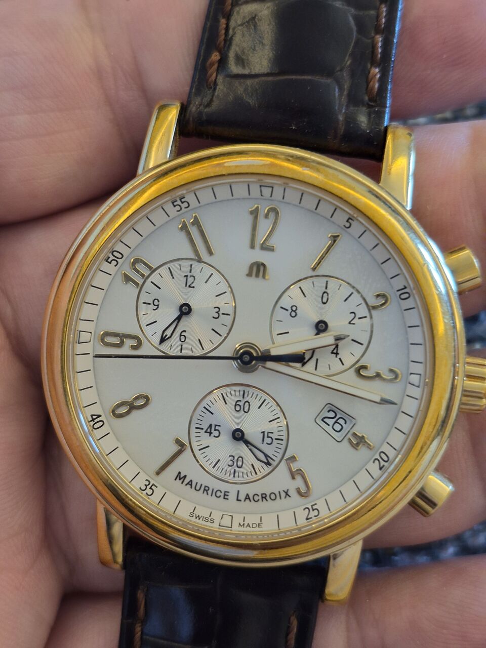 Riyadh, Watches, SAR 1750,  Maurice Lacroix Chronograph Watch Big Dial 40mm For Men Original Swiss Made