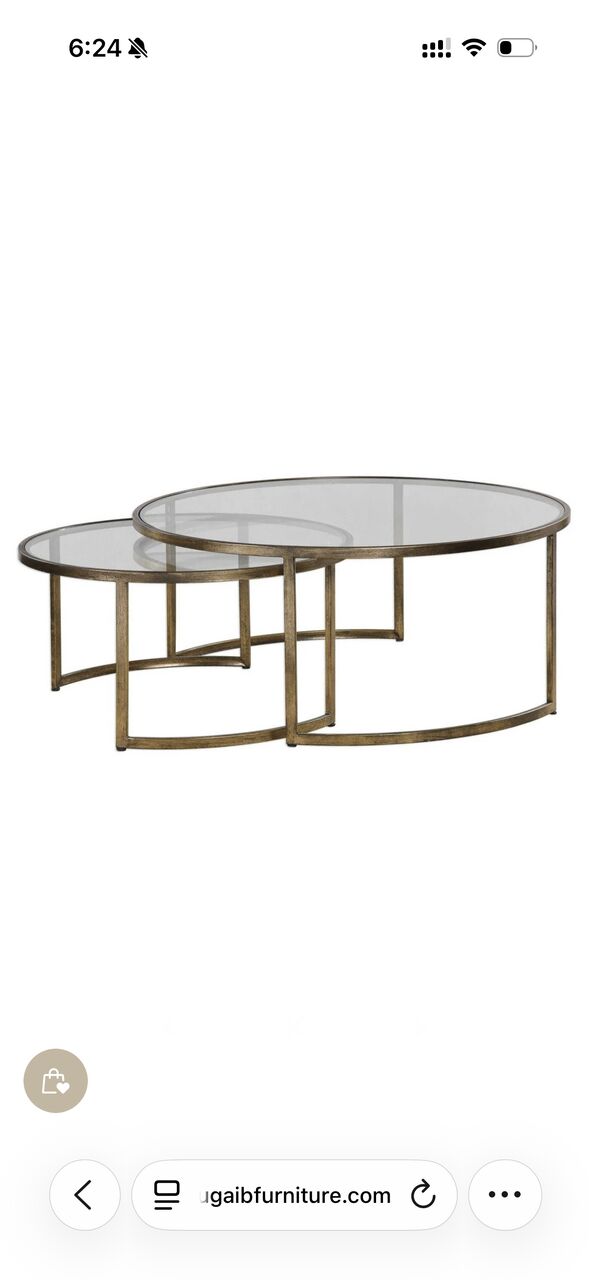 Riyadh, Furniture, SAR 1500,  High Quality Brass Set Of 2 Nesting Coffee Tables With Glass Top