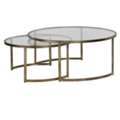 SAR 1500,  High Quality Brass Set Of 2 Nesting Coffee Tables With Glass Top