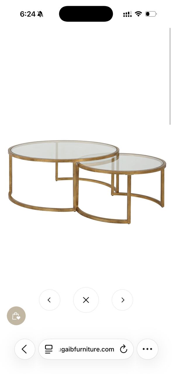 Riyadh, Furniture, SAR 1500,  High Quality Brass Set Of 2 Nesting Coffee Tables With Glass Top