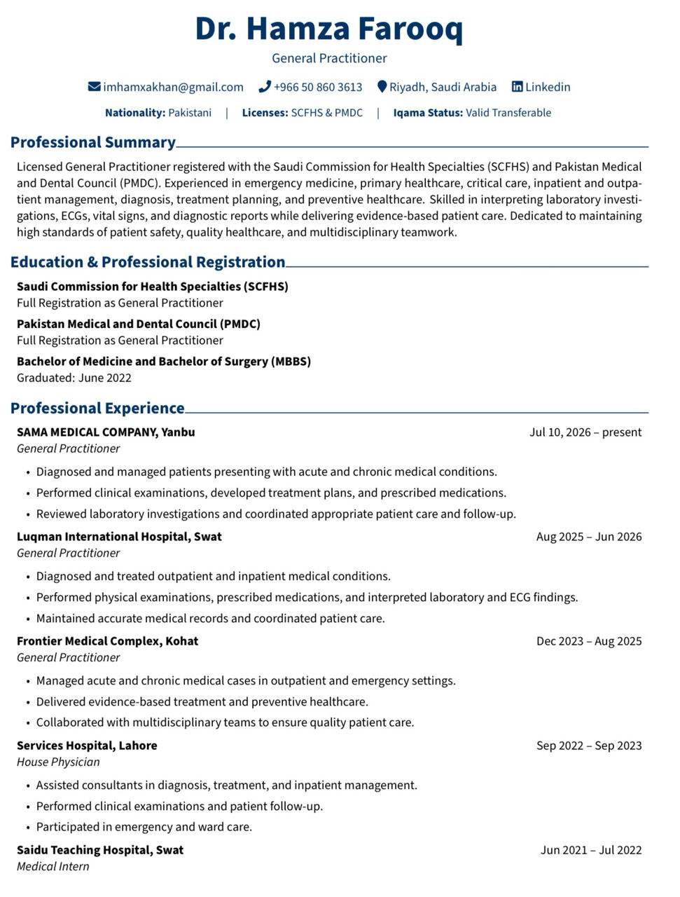 Riyadh, Job Seekers, General Practitioner . Doctor . طبيب عام