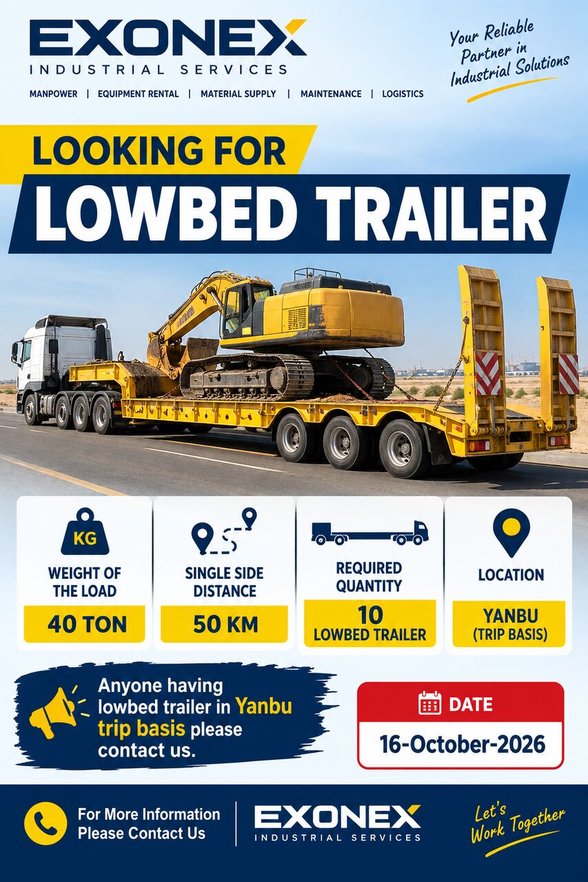 Yanbu, Jobs, Low Bed Trailer - 10 Units ( Only Available In Yanbu Trip Basis)