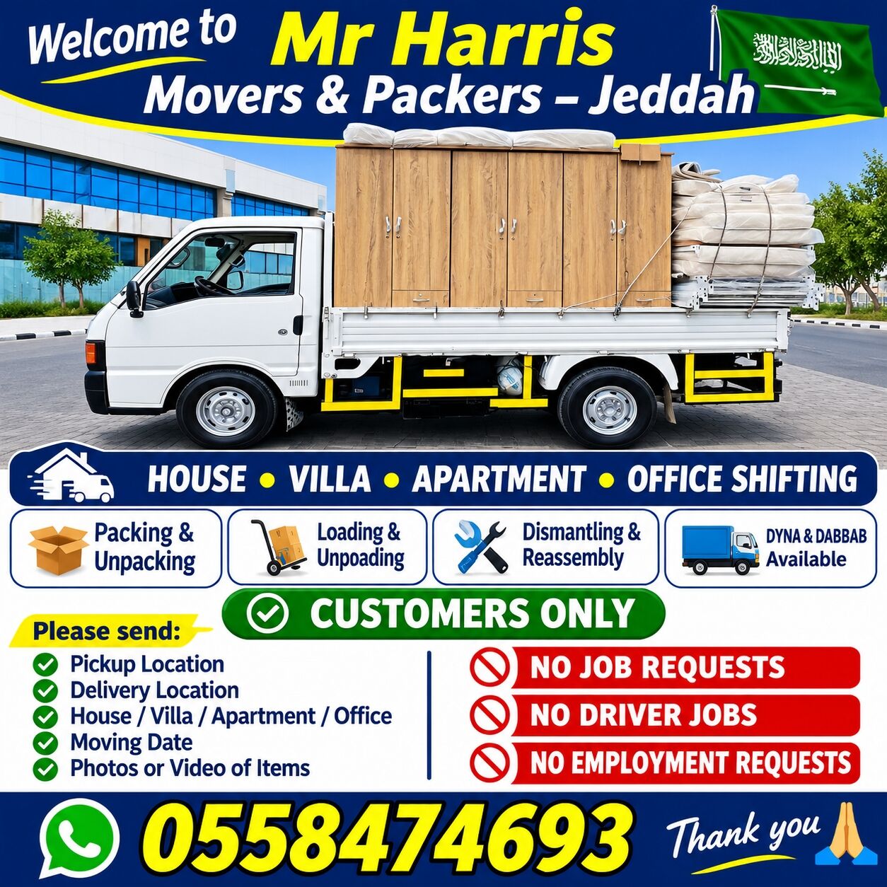 Jeddah, Household, 👋 Welcome To Mr Harris Movers & Packers – Jeddah 🇸🇦  🚚 HOUSE • VILLA • APARTMENT • OFF