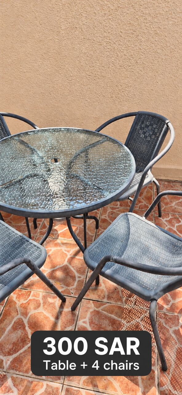 Al Marwah, Furniture, SAR 300,  Outdoor Table + 4 Chairs – SAR 300 | طاولة خارجية مع 4 كراسي – 300 ريال