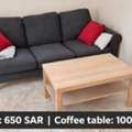 SAR 650100,  Grey 3-Seater Sofa + Coffee Table – Available Separately | كنبة رمادية لثلاثة أشخاص وطا