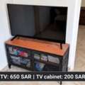 SAR 650200,  TV + Industrial-Style TV Cabinet – Available Separately | تلفزيون وطاولة تلفزيون بتصم