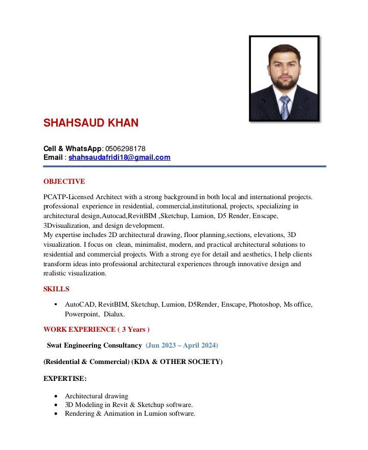 Riyadh, Job Seekers, &lrm;Licensed Architect | With 3 Years Experience Looking For Job