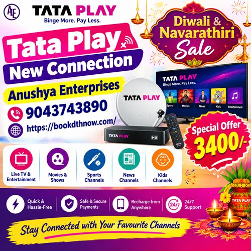 Chennai, Electronics, INR 3600,  Tata Play HD Connection In Tiruvallur | Kakkalur | 9043743890